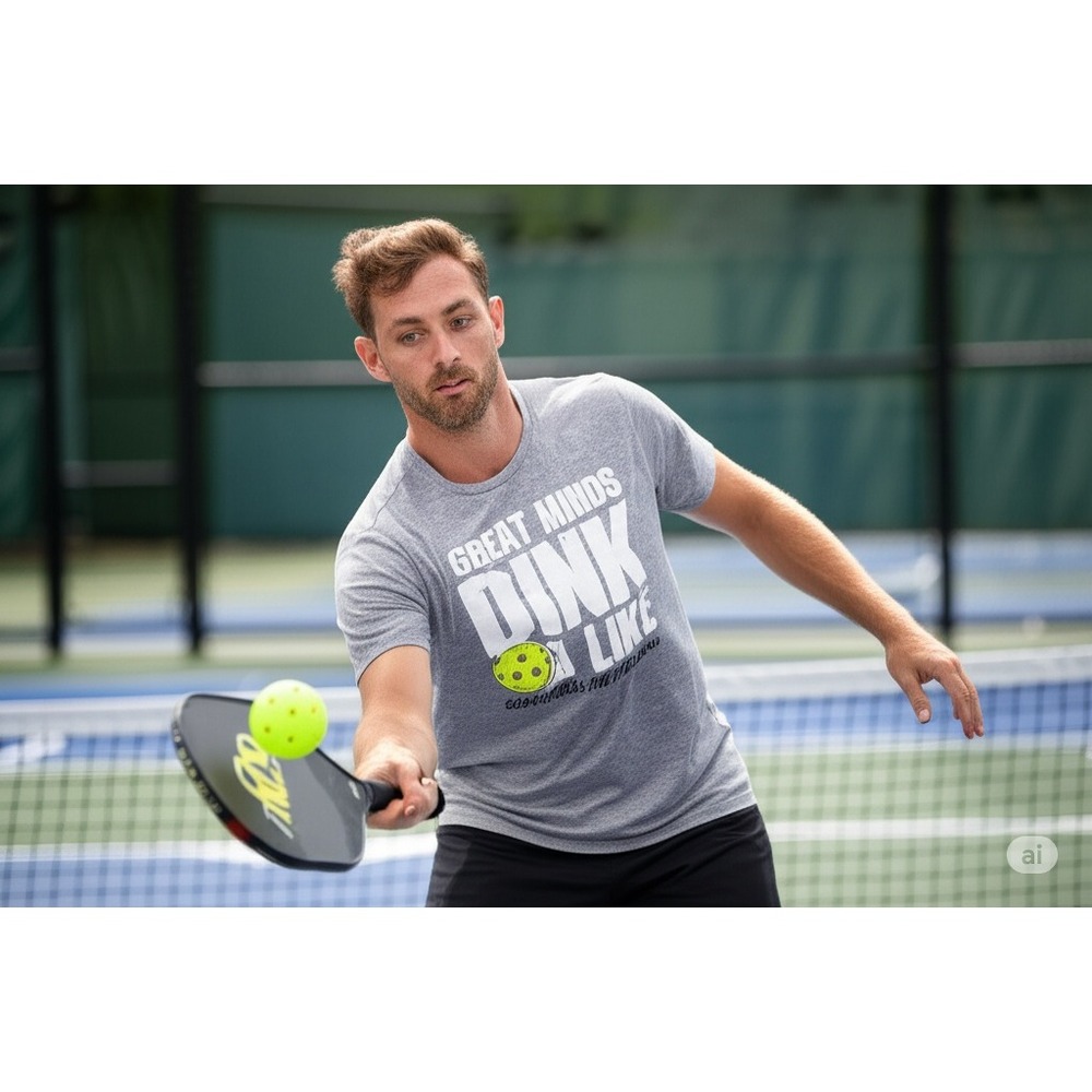 Great Minds Dink Alike Pickleball‎ T-Shirt Gray Gildan Softstyle L 21x27